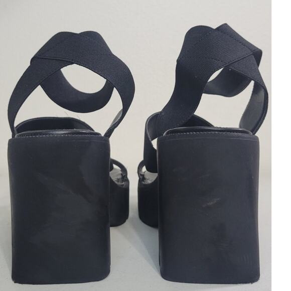 Madden Girl Sandals Womens 10 Black Chunky Platform Sandals Goth Y2K Witchy Edgy - Picture 7 of 9